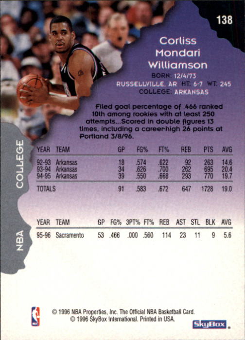 1996/1997 Hoops Basketball "Main Set" Base Cards #1 to #200 - Picture 265 of 386