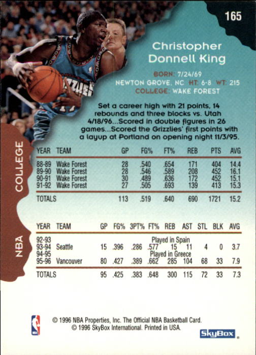 1996/1997 Hoops Basketball "Main Set" Base Cards #1 to #200 - Picture 319 of 386