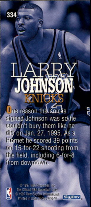 1996-97 Hoops #334 Larry Johnson CBG back image