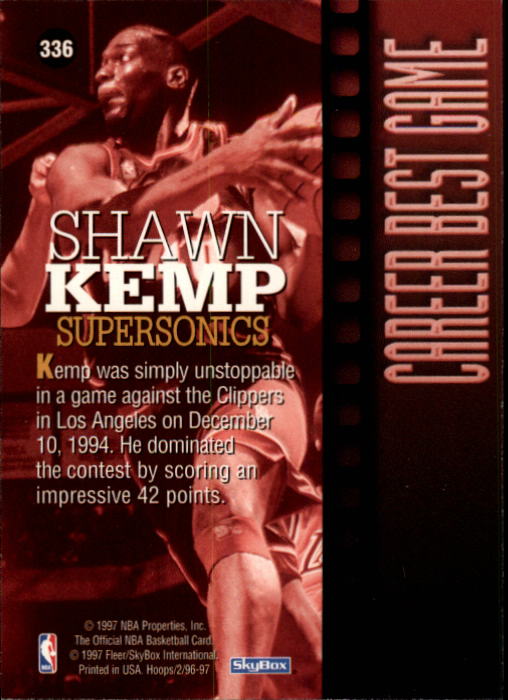 1996-97 Hoops #336 Shawn Kemp CBG back image