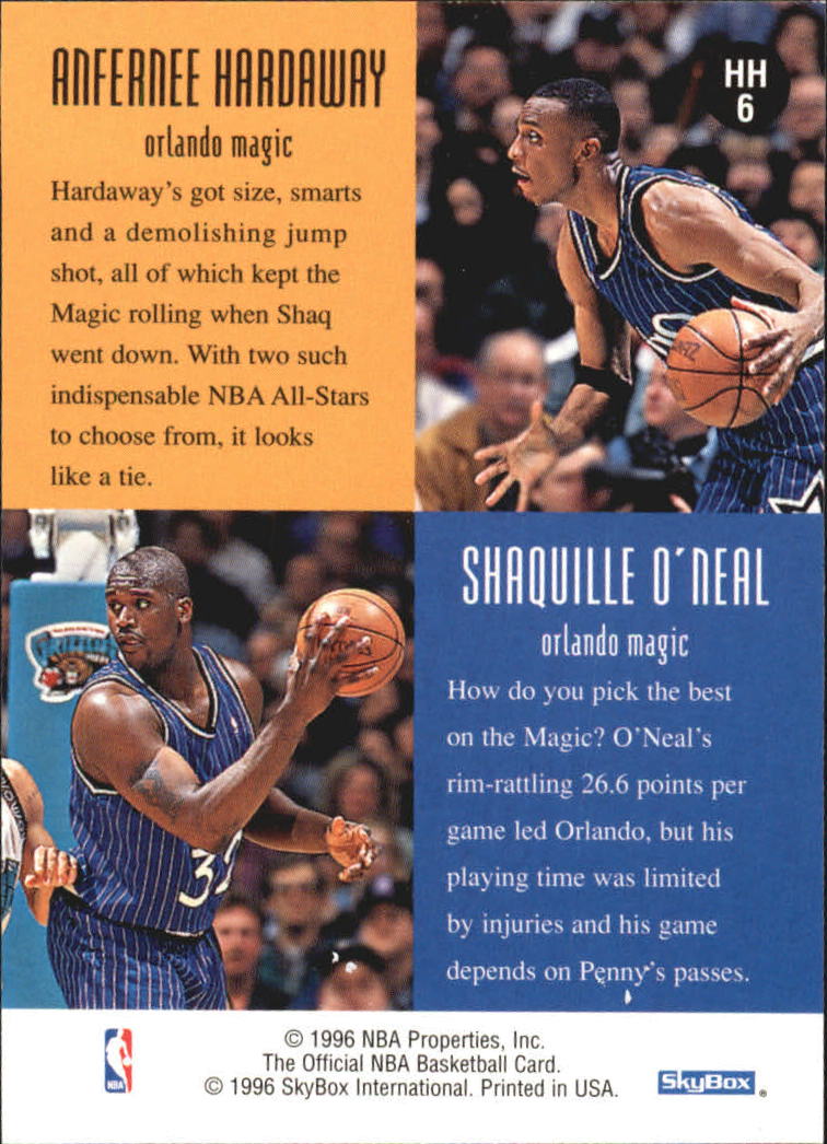 1996-97 Hoops Head to Head #HH6 Anfernee Hardaway/Shaquille O'Neal back image