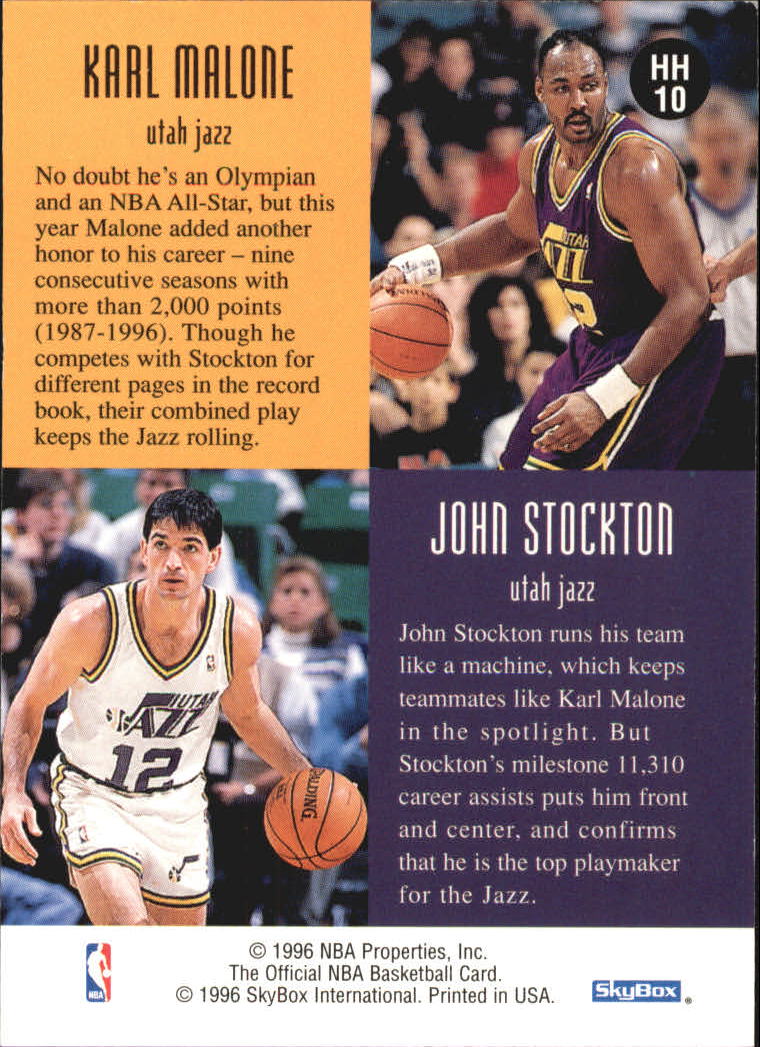 1996-97 Hoops Head to Head #HH10 Karl Malone/John Stockton - NM-MT -  Ziggy's Eastpointe Sportscards | Beckett Marketplace