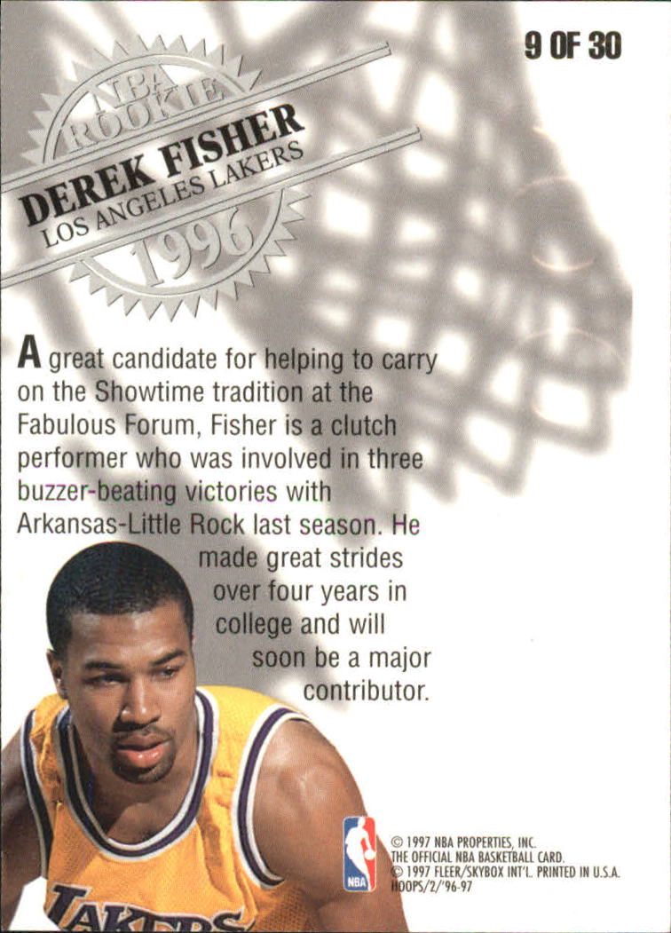 1996-97 Hoops Rookies #9 Derek Fisher back image