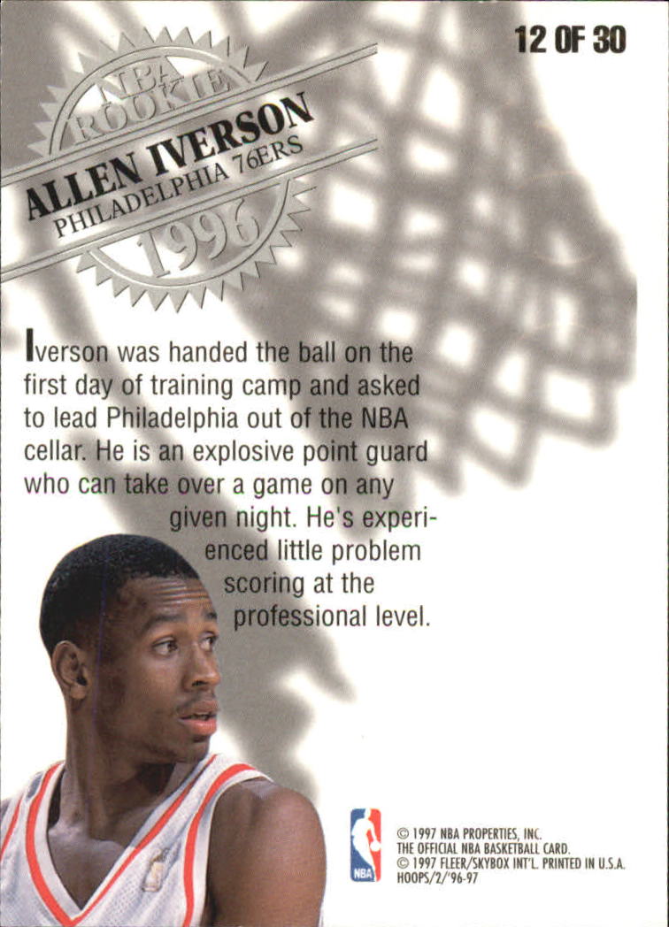1996-97 Hoops Rookies #12 Allen Iverson back image