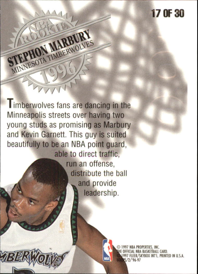 1996-97 Hoops Rookies #17 Stephon Marbury back image