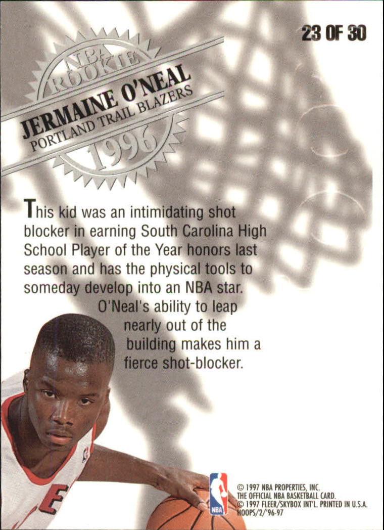 1996-97 Hoops Rookies #23 Jermaine O'Neal back image