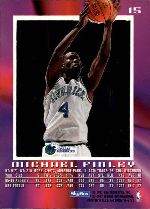 1996-97 E-X2000 #15 Michael Finley back image