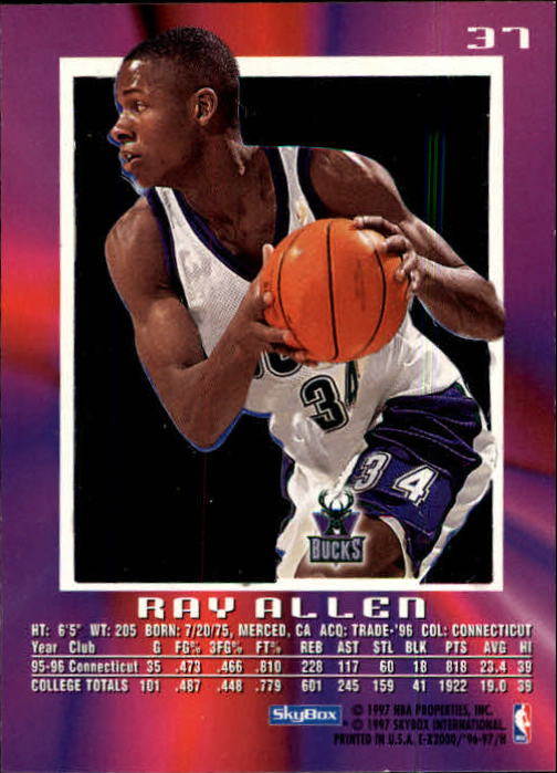 1996-97 E-X2000 #37 Ray Allen RC back image
