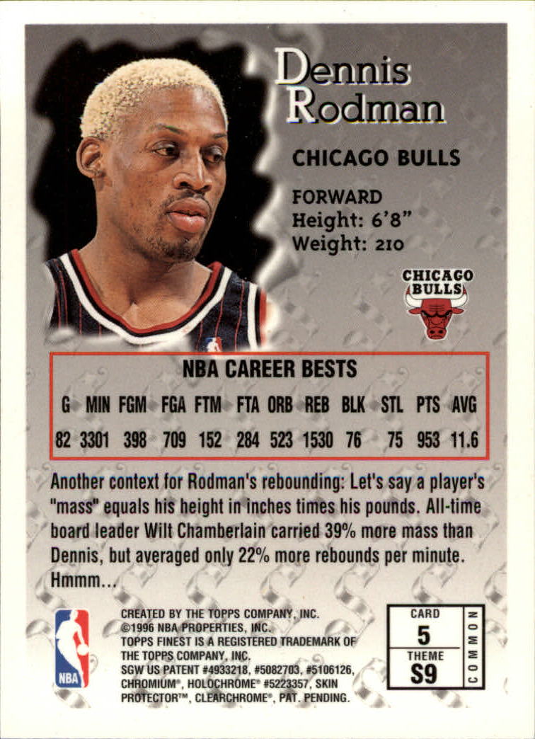 1996-97 Finest #5 Dennis Rodman B back image
