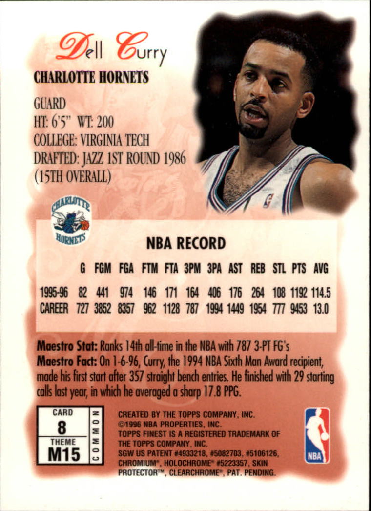 1996-97 Finest #8 Dell Curry B back image