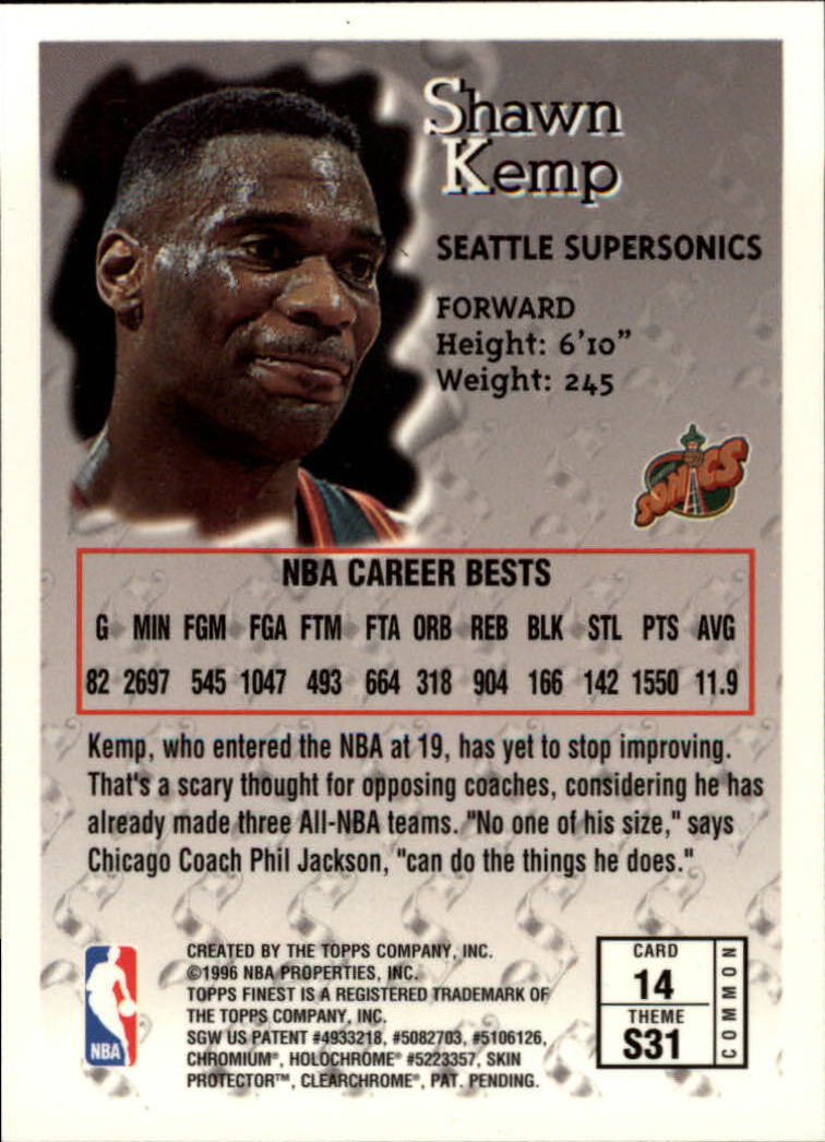1996-97 Finest #14 Shawn Kemp B back image