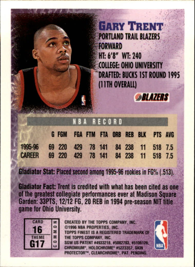 1996-97 Finest #16 Gary Trent B - MINT