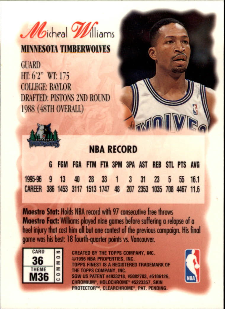 1996-97 Finest #36 Micheal Williams B back image