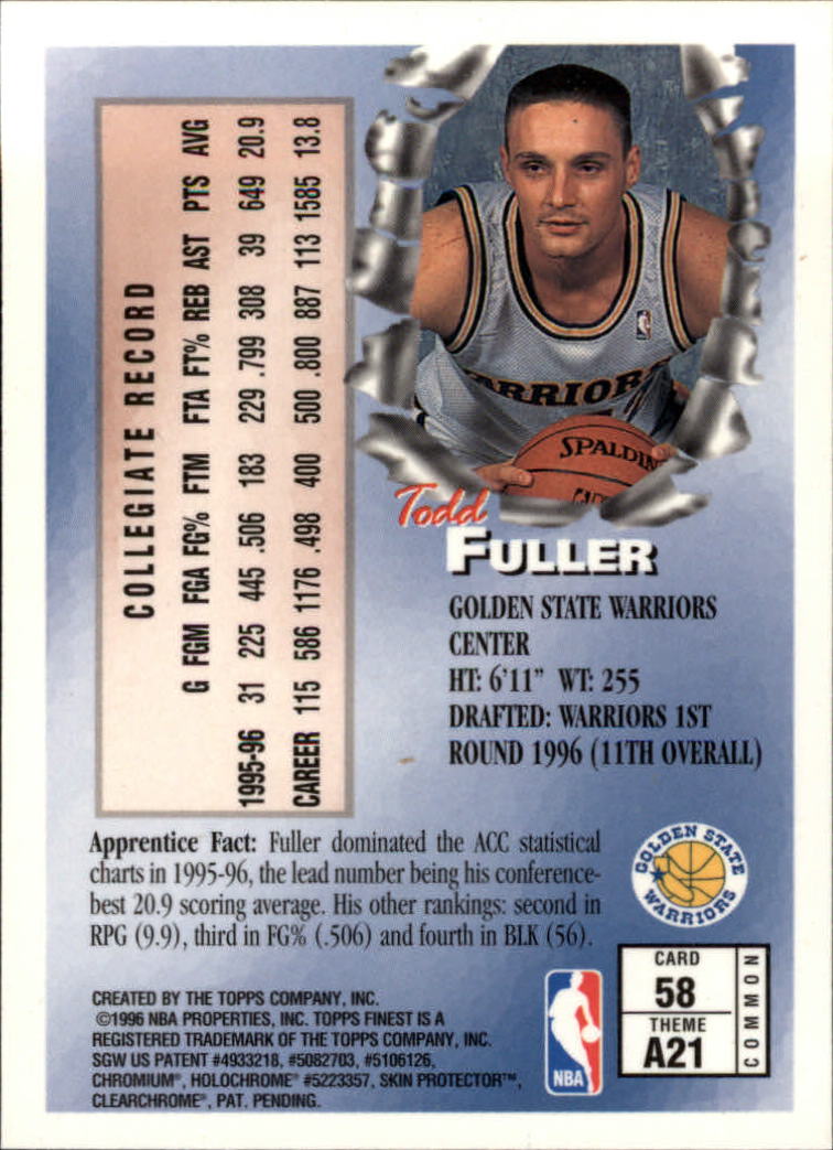 1996-97 Finest #58 Todd Fuller B RC back image