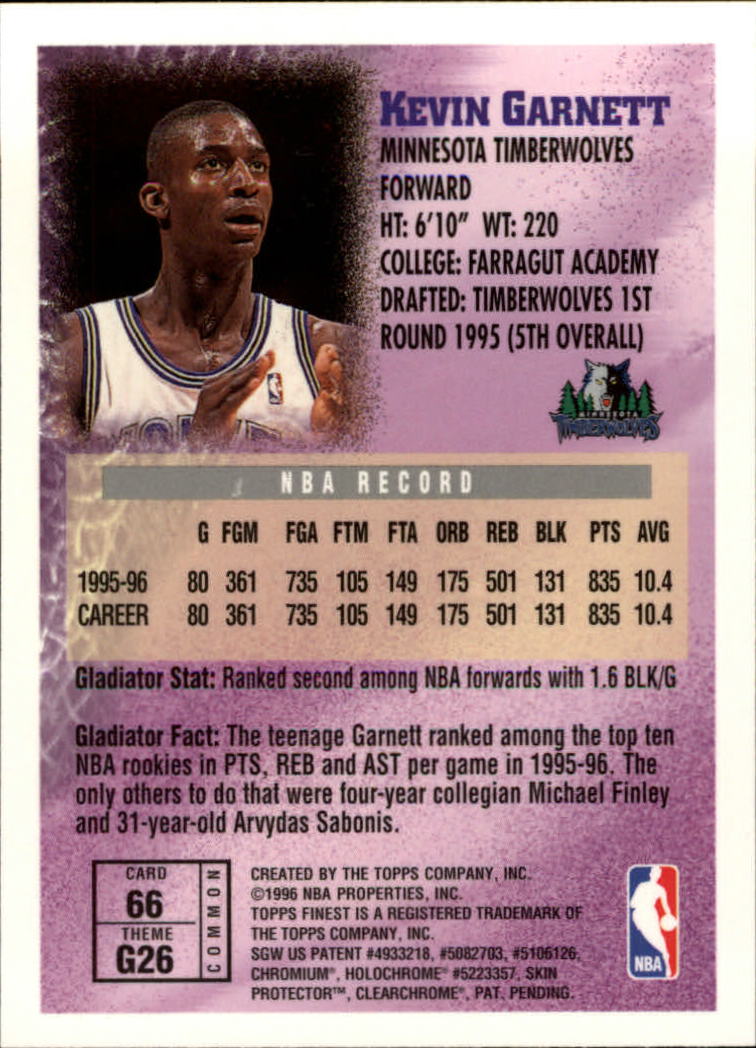 1996-97 Finest #66 Kevin Garnett B back image