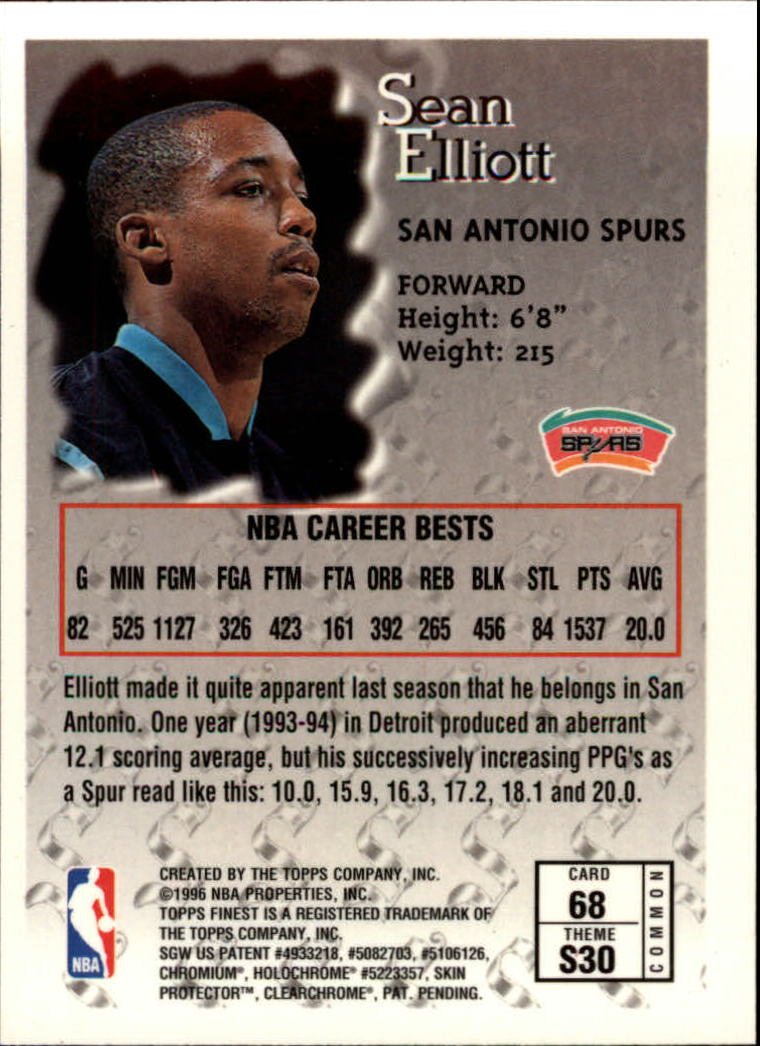 1996-97 Finest #68 Sean Elliott B back image