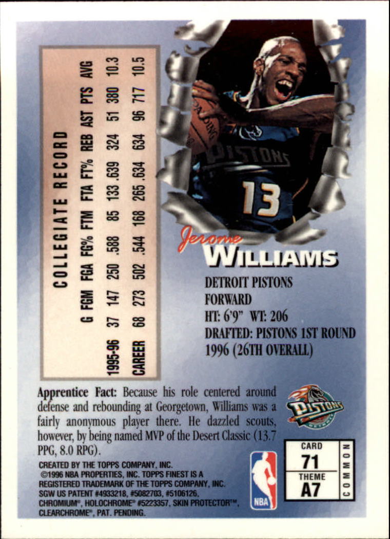 1996-97 Finest #71 Jerome Williams B RC back image