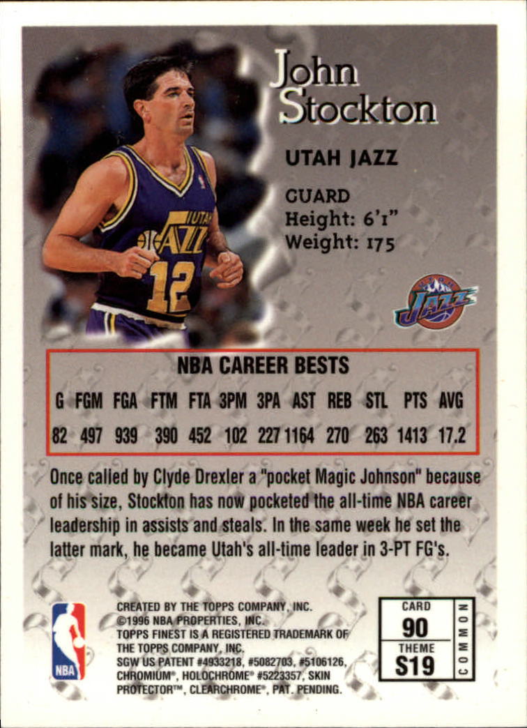 1996-97 Finest #90 John Stockton B back image