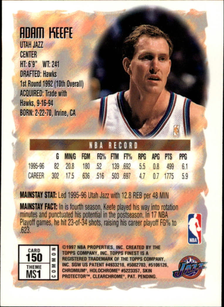 1996-97 Finest Utah Jazz Basketball Card #150 Adam Keefe B ...