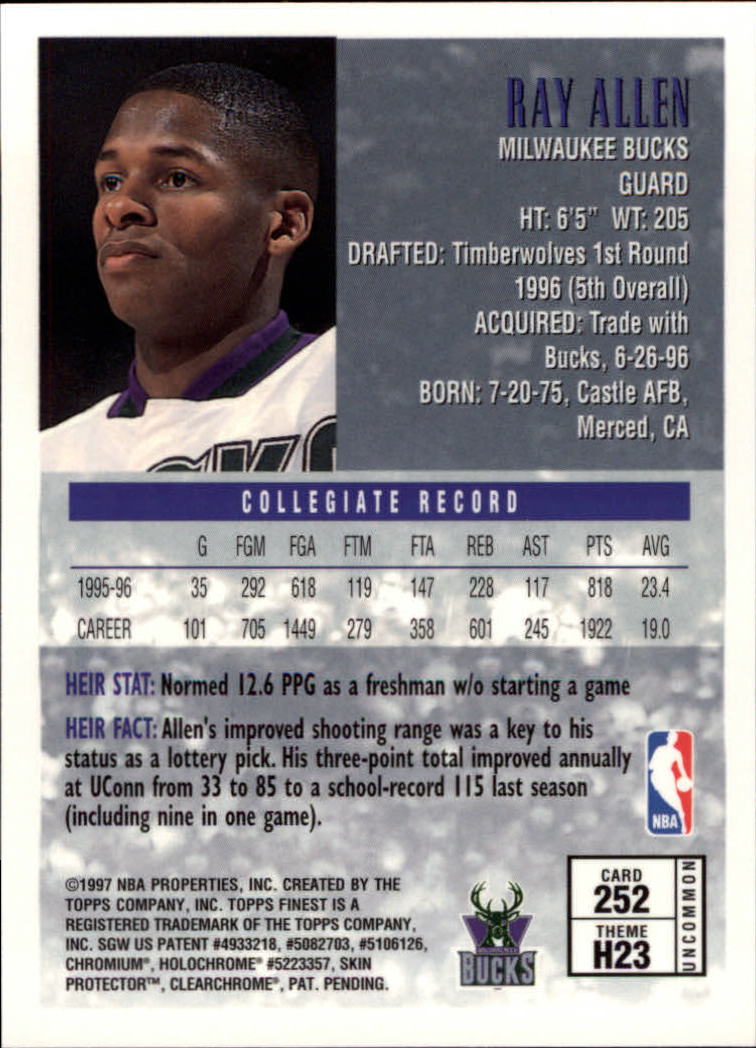 1996-97 Finest #252 Ray Allen S back image