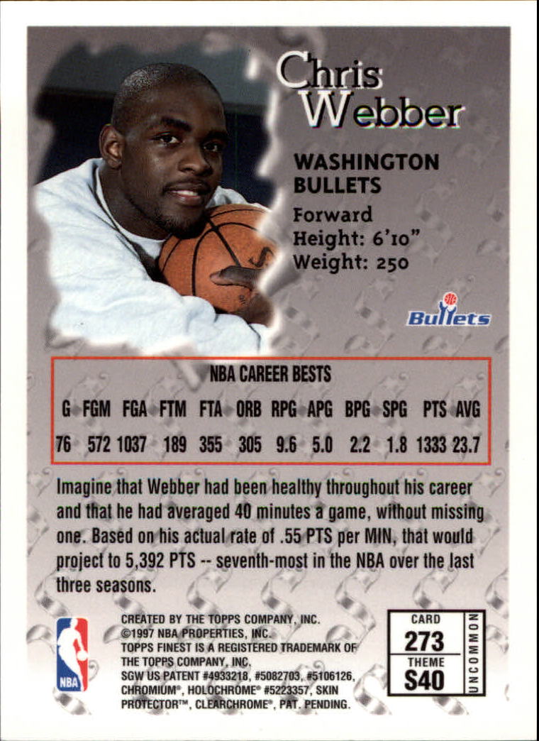 1996-97 Finest #273 Chris Webber S back image