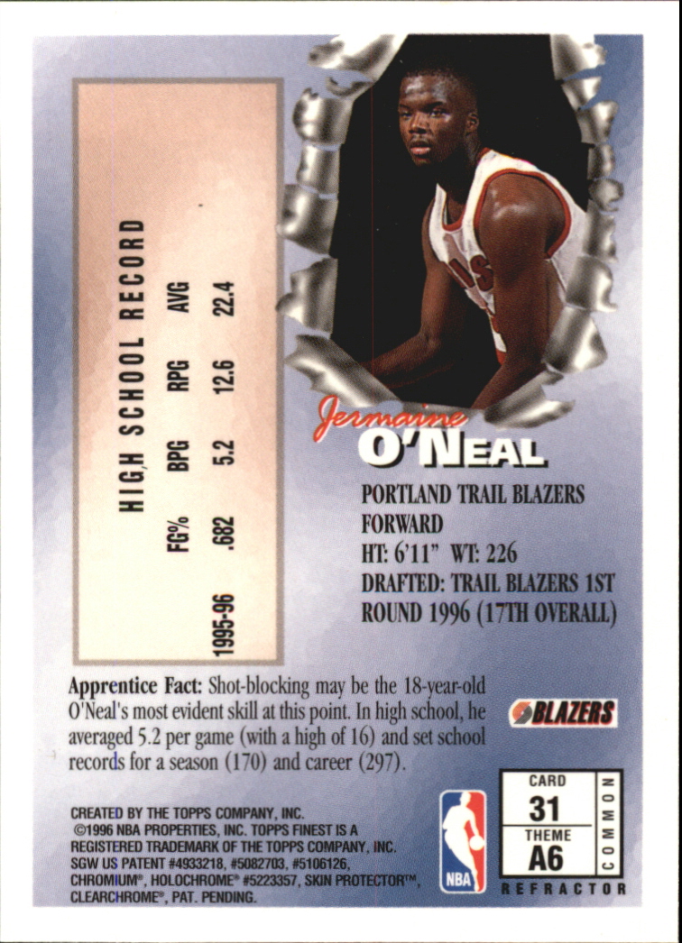 1996-97 Finest Refractors #31 Jermaine O'Neal B back image