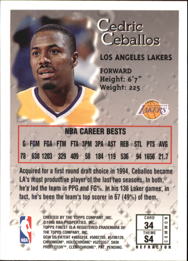 1996-97 Finest Refractors #34 Cedric Ceballos B back image