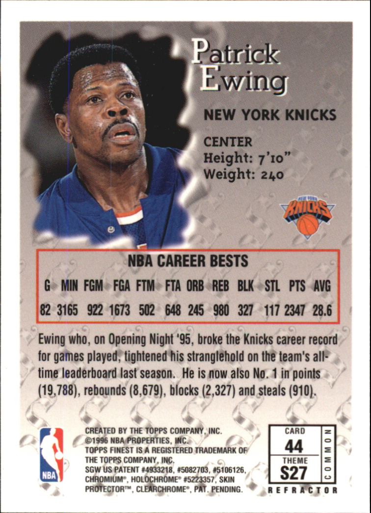1996-97 Finest Refractors #44 Patrick Ewing B back image