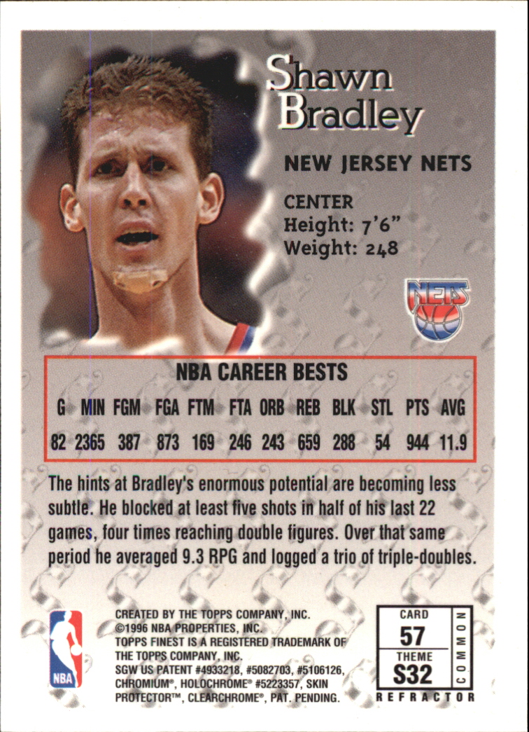 1996-97 Finest Refractors #57 Shawn Bradley B back image