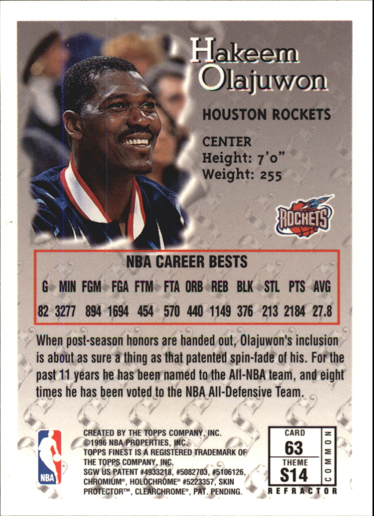 1996-97 Finest Refractors #63 Hakeem Olajuwon B back image