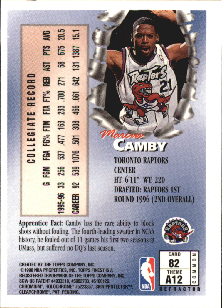 1996-97 Finest Refractors #82 Marcus Camby B back image