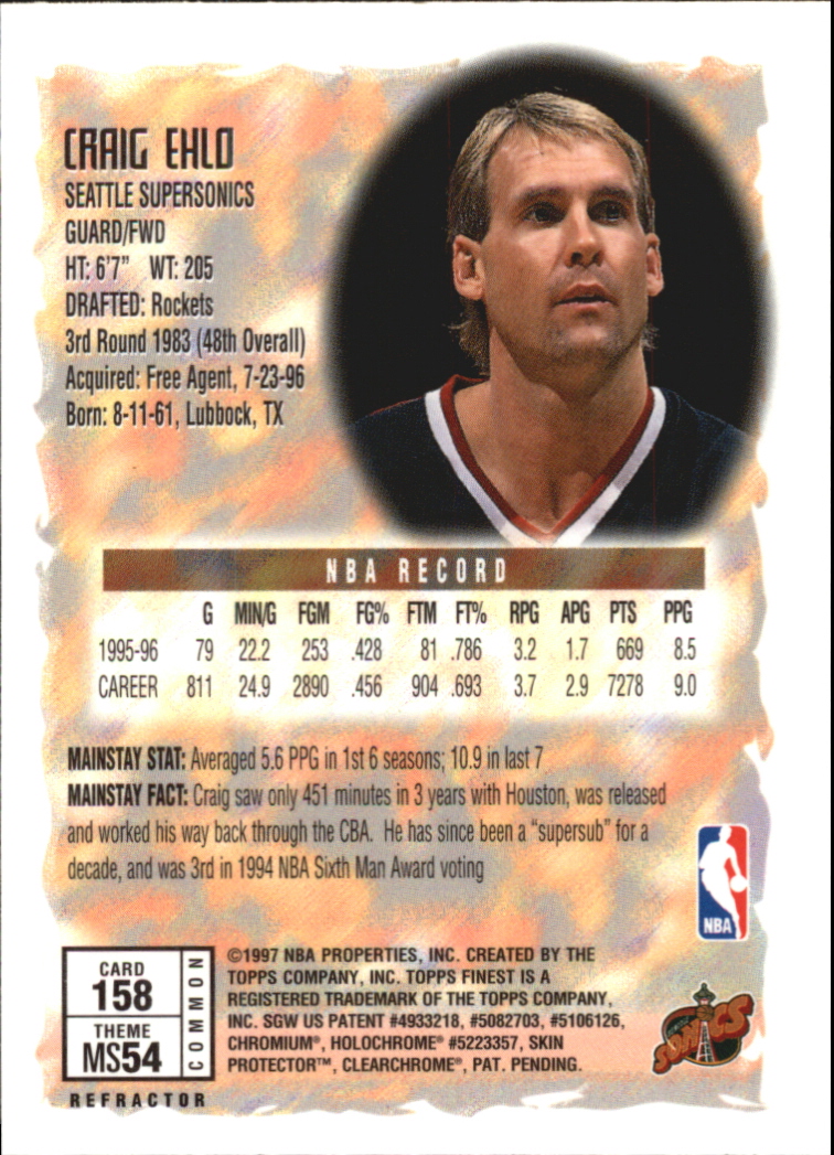 1996-97 Finest Refractors #158 Craig Ehlo B back image
