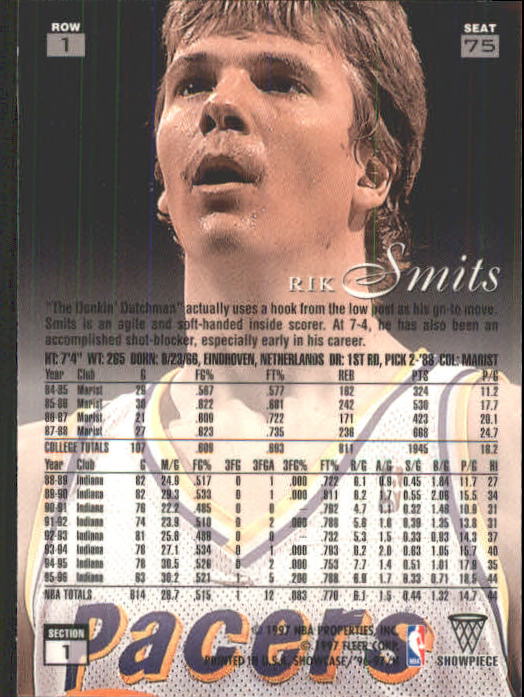 1996-97 Flair Showcase Row 1 #75 Rik Smits back image