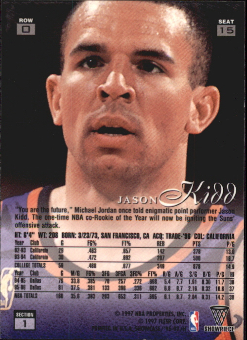1996-97 Flair Showcase Row 0 #15 Jason Kidd back image