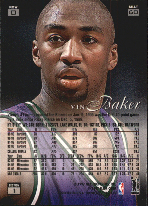 1993-94 NBA Hoops NBA Draft Lottery Picks Vin Baker #LP8 Rookie