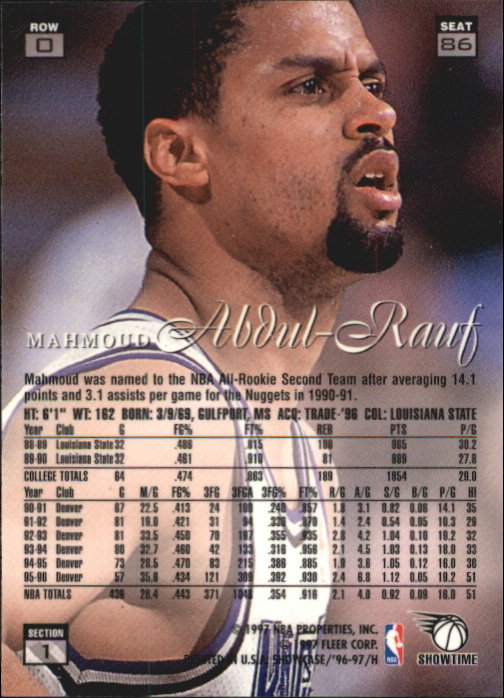 1996-97 Flair Showcase Row 0 #86 Mahmoud Abdul-Rauf back image