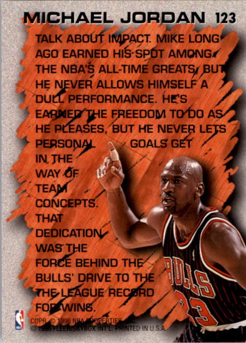 1996-97 Fleer #123 Michael Jordan HL back image