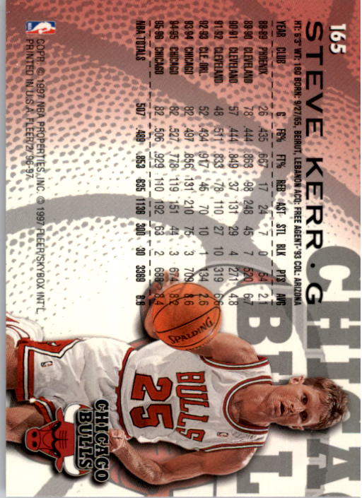 1996-97 Fleer #165 Steve Kerr back image