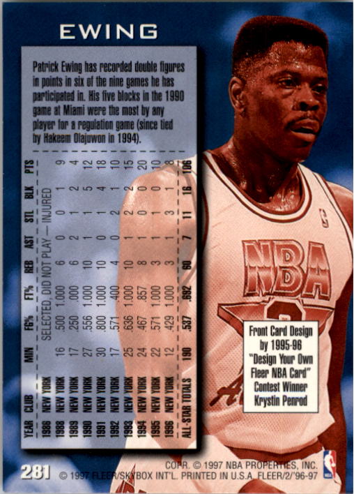 1996-97 Fleer #281 Patrick Ewing AS back image