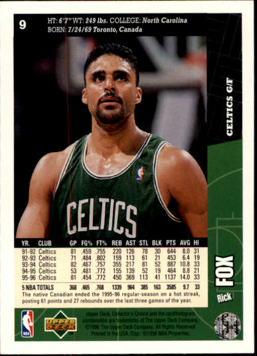 1996-97 Hoops Rick Fox Boston Celtics #9