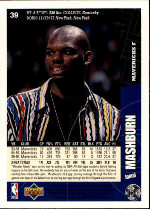 1996-97 Collector's Choice #39 Jamal Mashburn back image