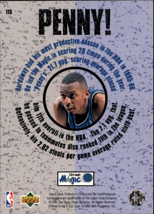 1996-97 Collector's Choice #115 Anfernee Hardaway PEN back image
