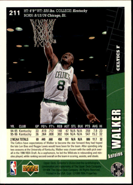 1996-97 Collector's Choice #211 Antoine Walker RC back image