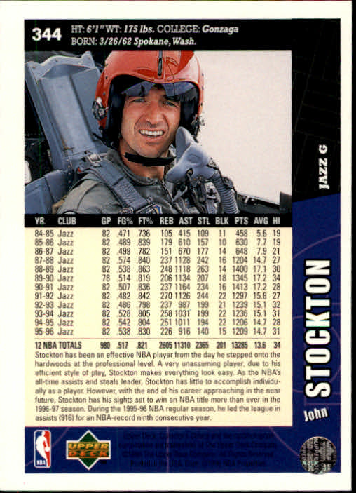 1996-97 Collector's Choice #344 John Stockton back image
