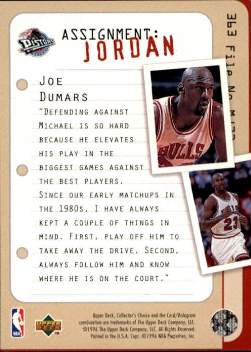 1996-97 Collector's Choice #363 Joe Dumars Michael Jordan AJ