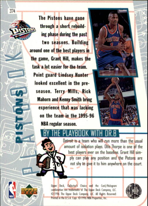 1996-97 Collector's Choice #374 Grant Hill PLAY back image