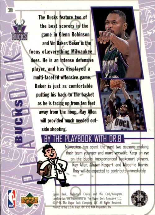 1996-97 Collector's Choice #381 Ray Allen PLAY back image