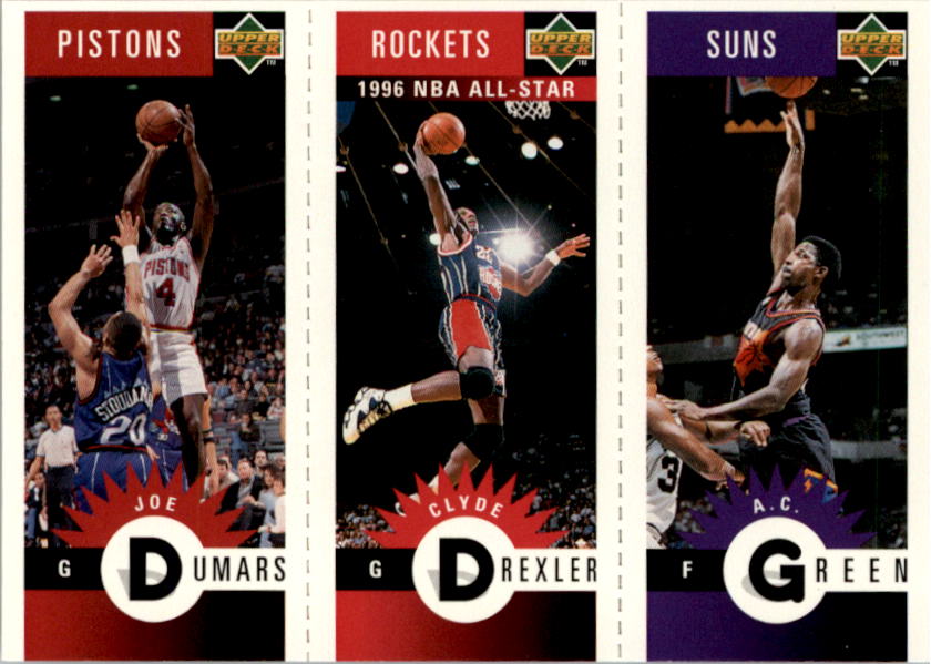 1996-97 Collector's Choice Mini-Cards #M66 Joe Dumars/Clyde Drexler/A.C. Green