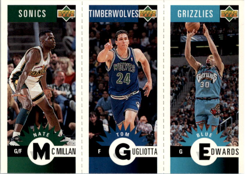 1996-97 Collector's Choice Mini-Cards #M86 Nate McMillan/Tom Gugliotta/Blue Edwards