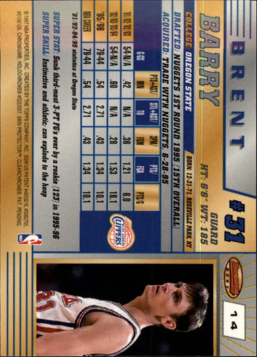 1996-97 Bowman's Best #14 Brent Barry back image